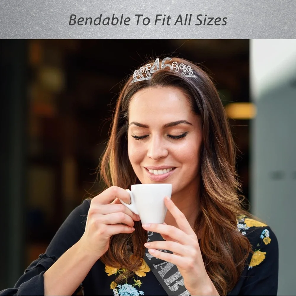 Silver Rhinestone Tiara and Sash Set